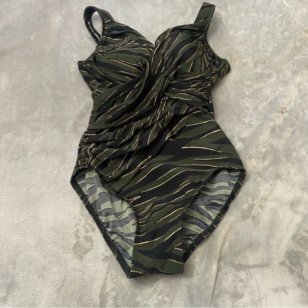 New! Miraclesuit Seabra Revele One Piece Swimsuit green 24448 - Picture 6 of 12